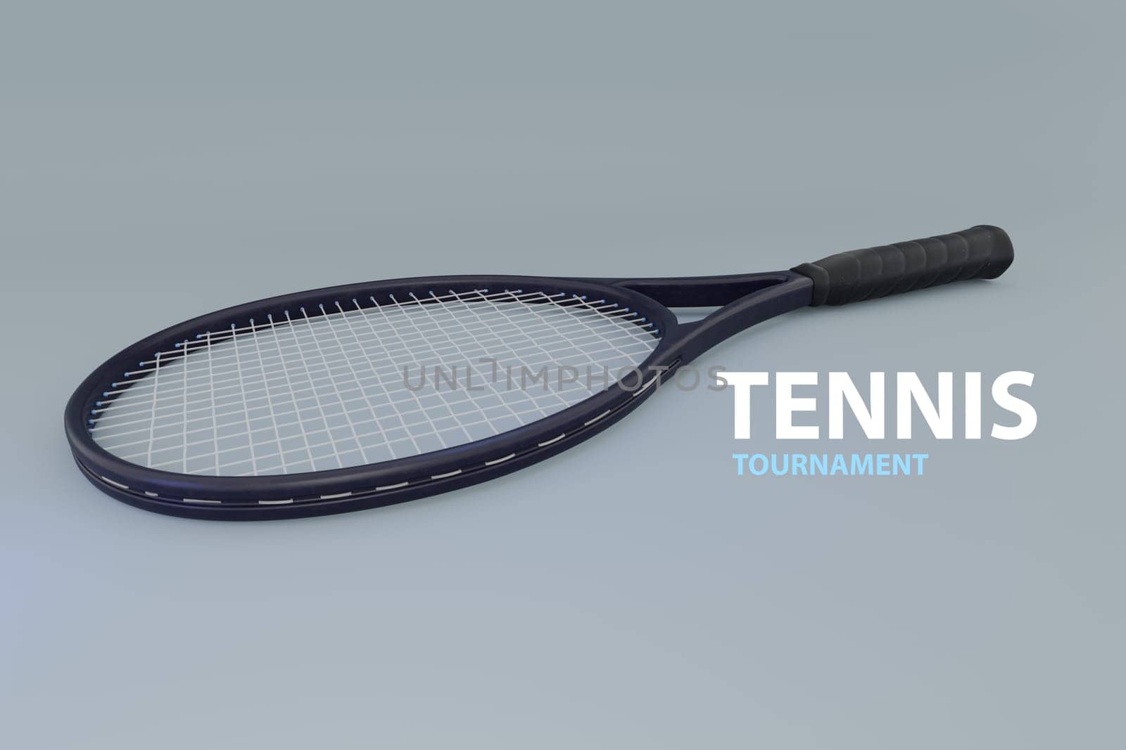 Tennis game. racket on the tennis court. Sport, recreation concept, Sport and healthy lifestyle. tennis racket on clay court Sports background with tennis concept, 3d render