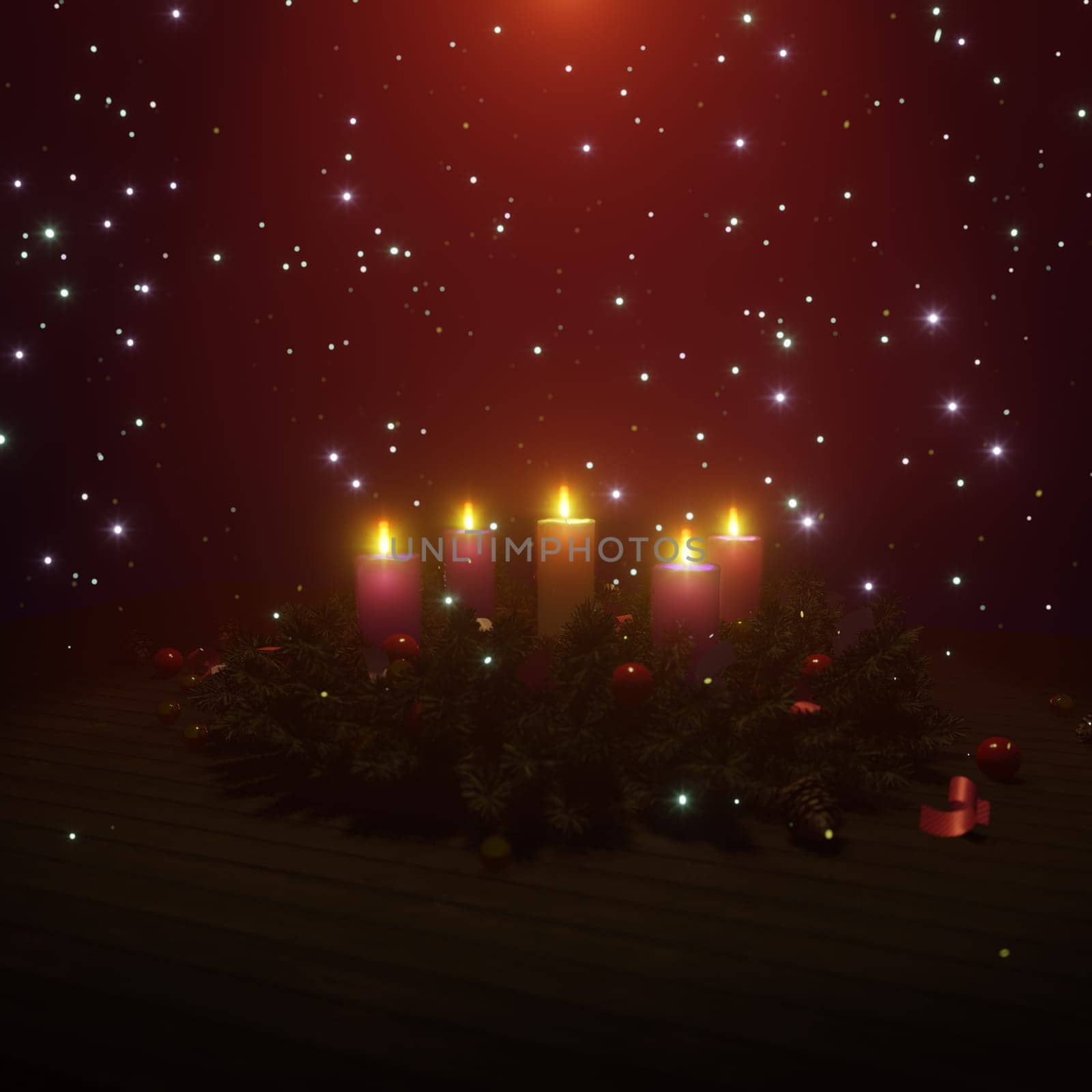 3D illustration Background for advertising and wallpaper in festival  and Advent Wreath scene. 3D rendering in decorative concept.