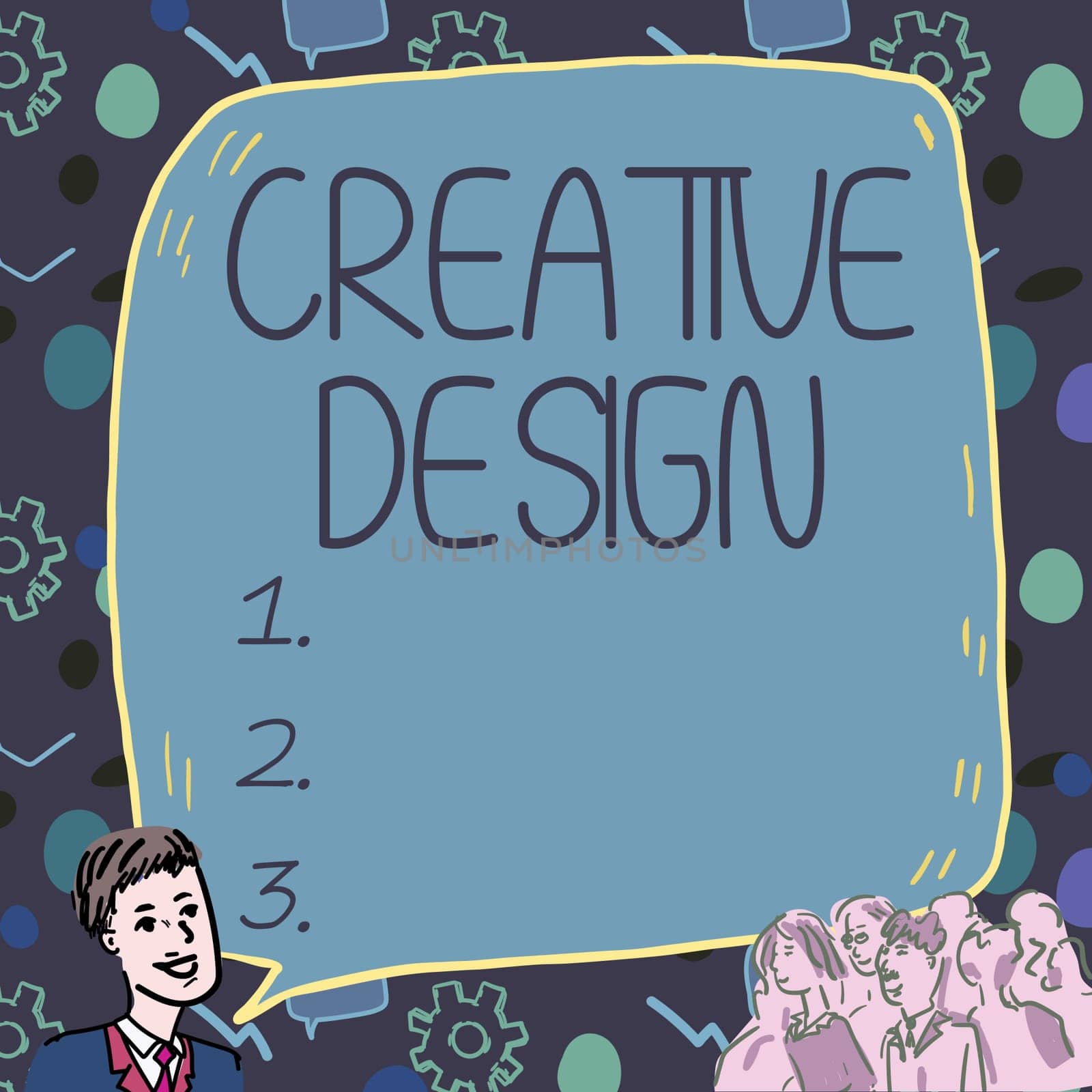 Text caption presenting Creative Design, Business concept subset of visual communication and communication design