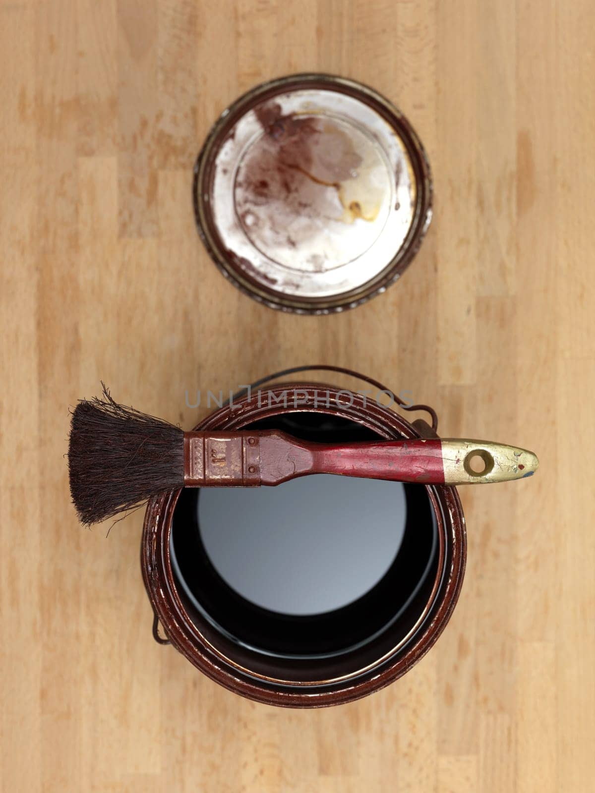 A close up shot of painting equipment