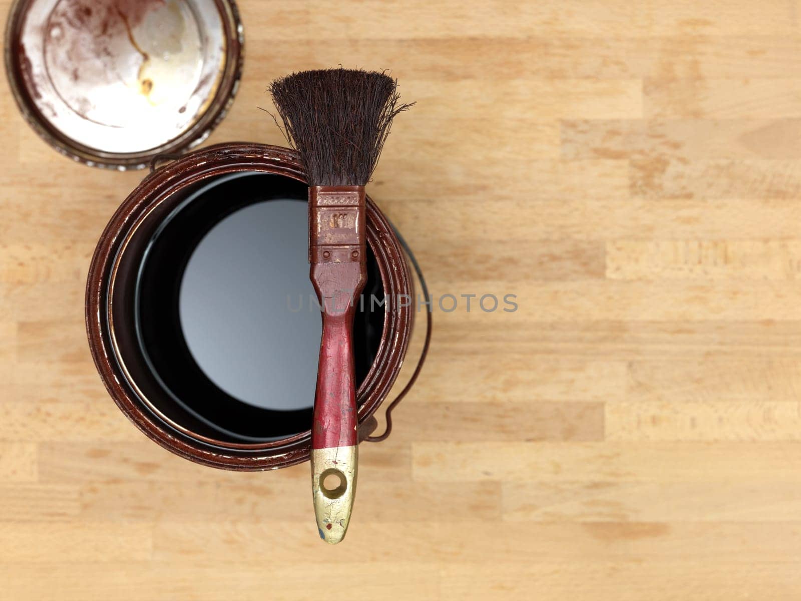 A close up shot of painting equipment