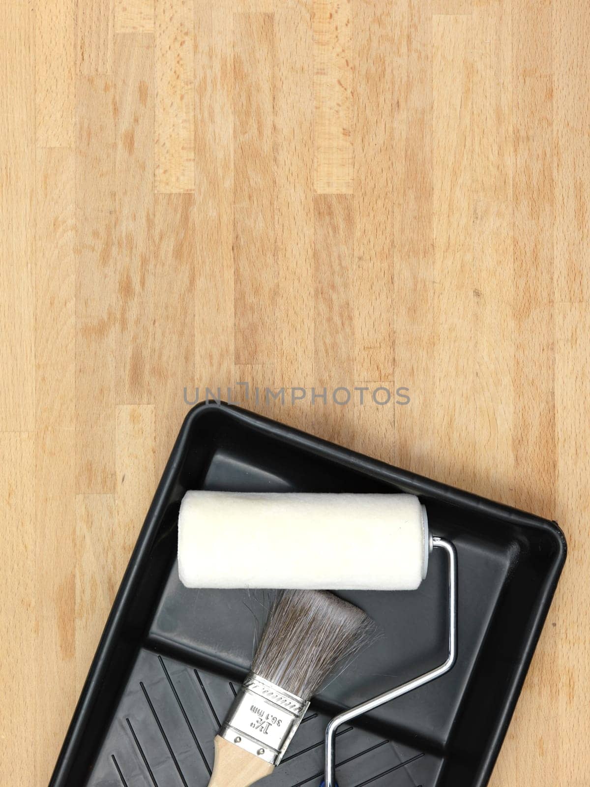 A close up shot of painting equipment