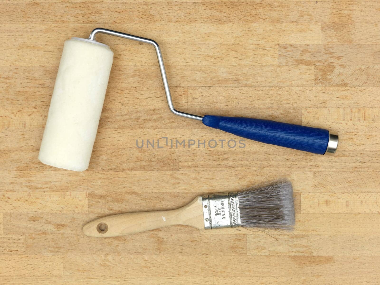 A close up shot of painting equipment