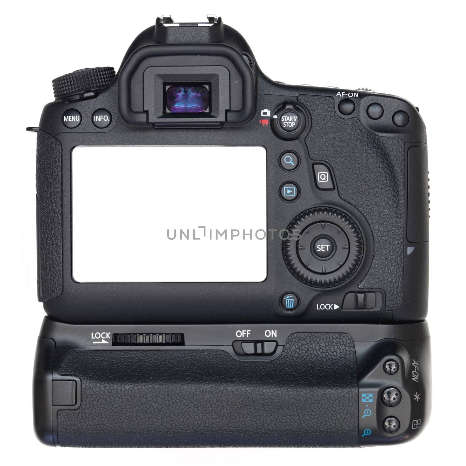 A close up shot of a digital SLR camera