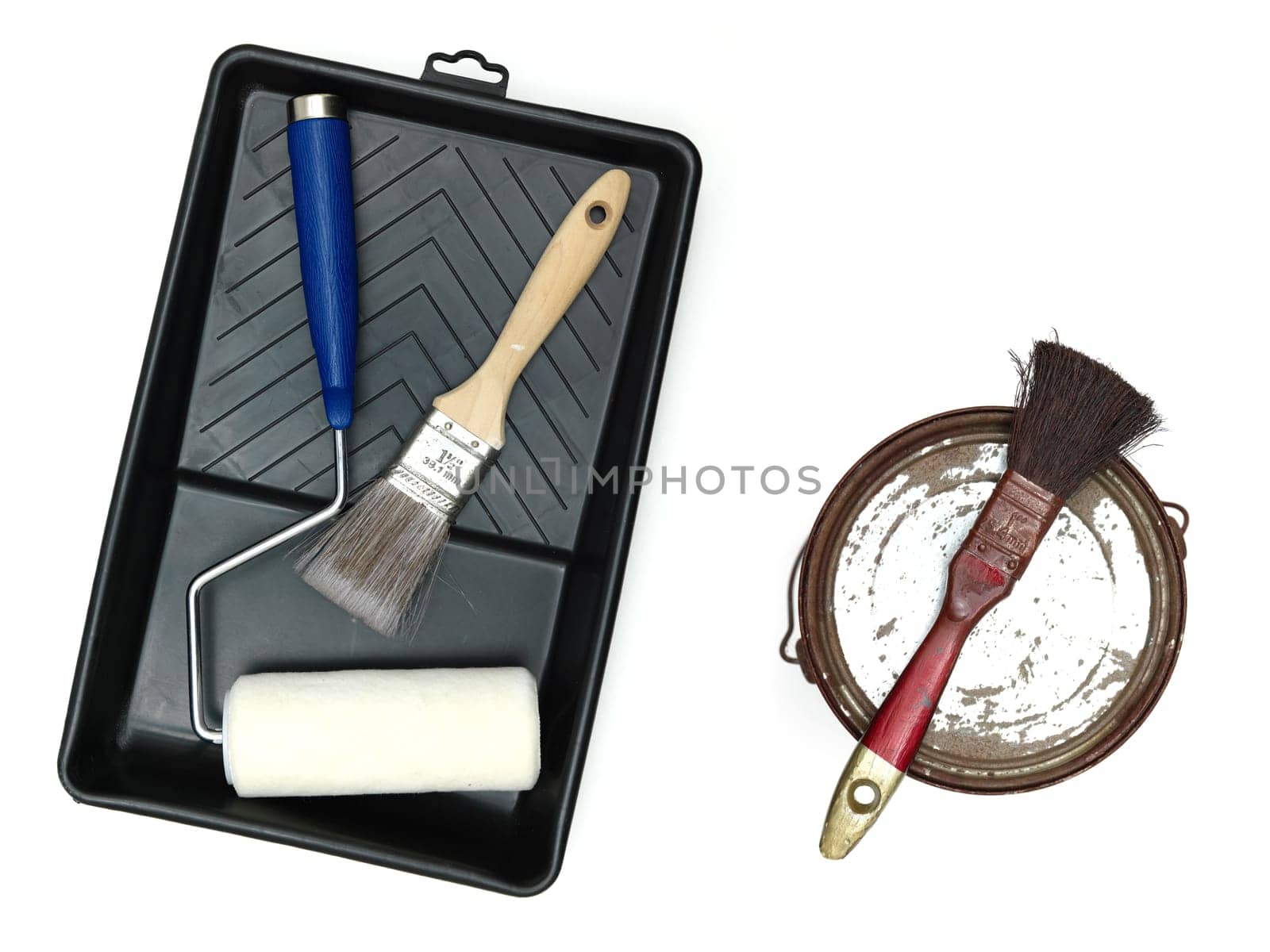 A close up shot of painting equipment