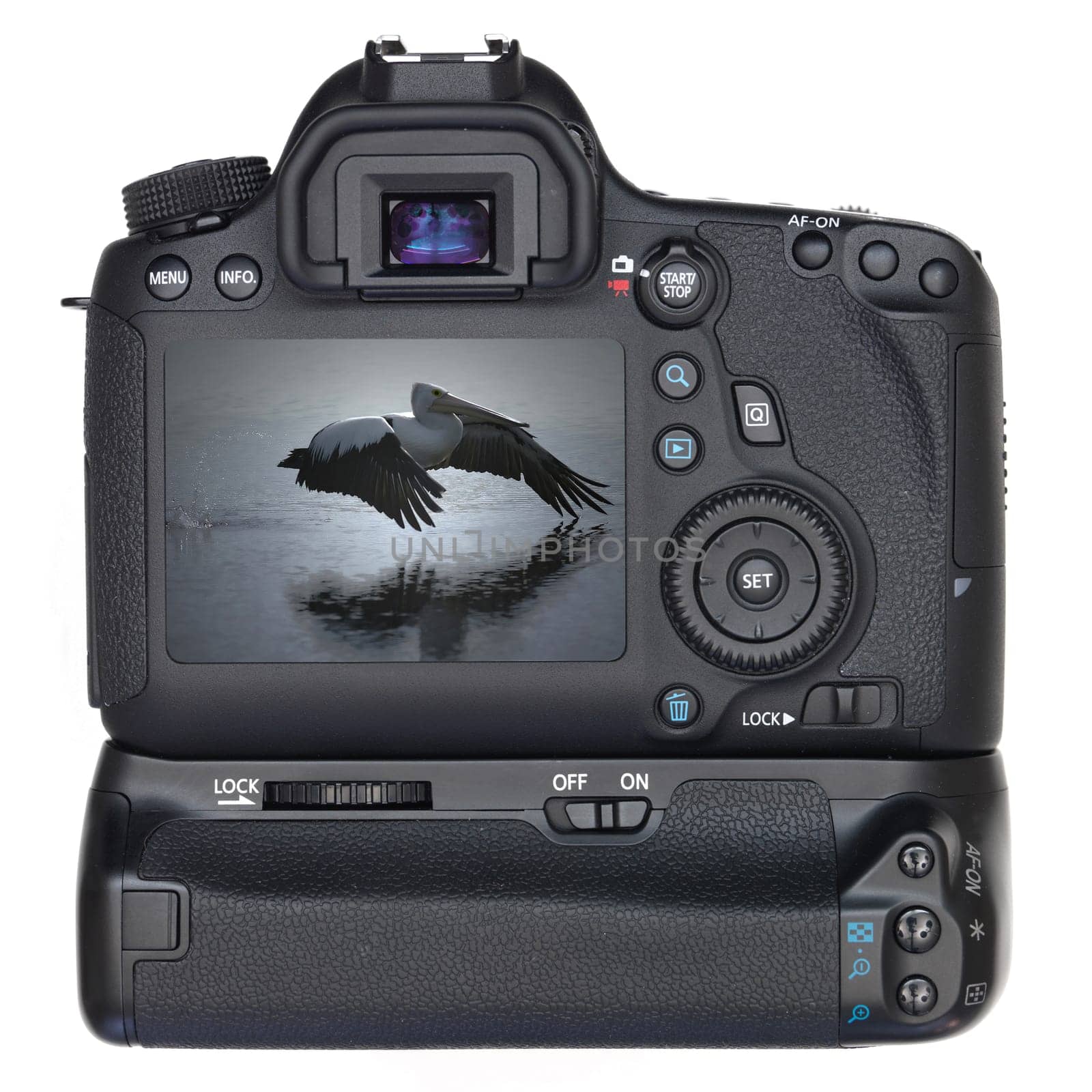 A close up shot of a digital SLR camera