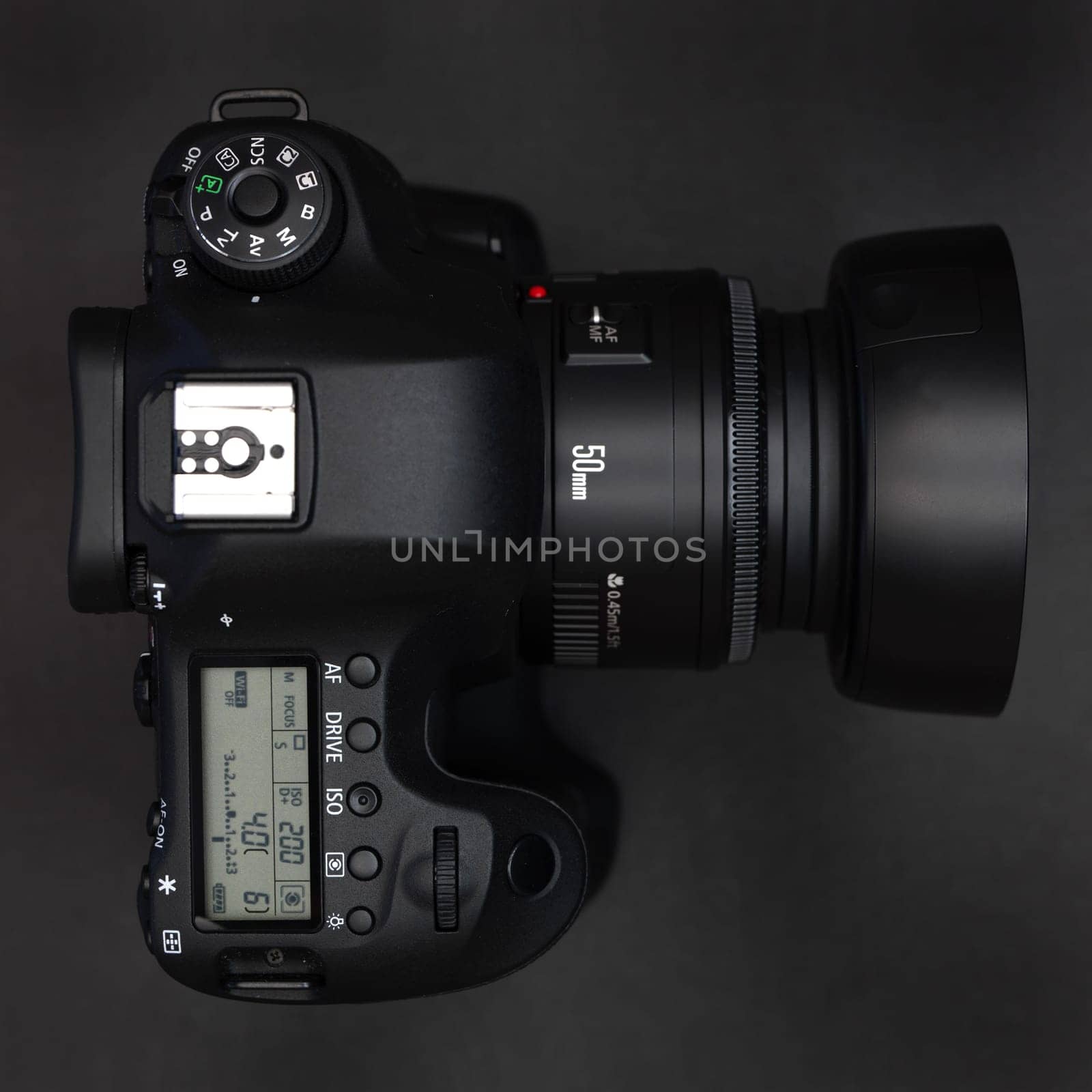 A close up shot of a digital SLR camera