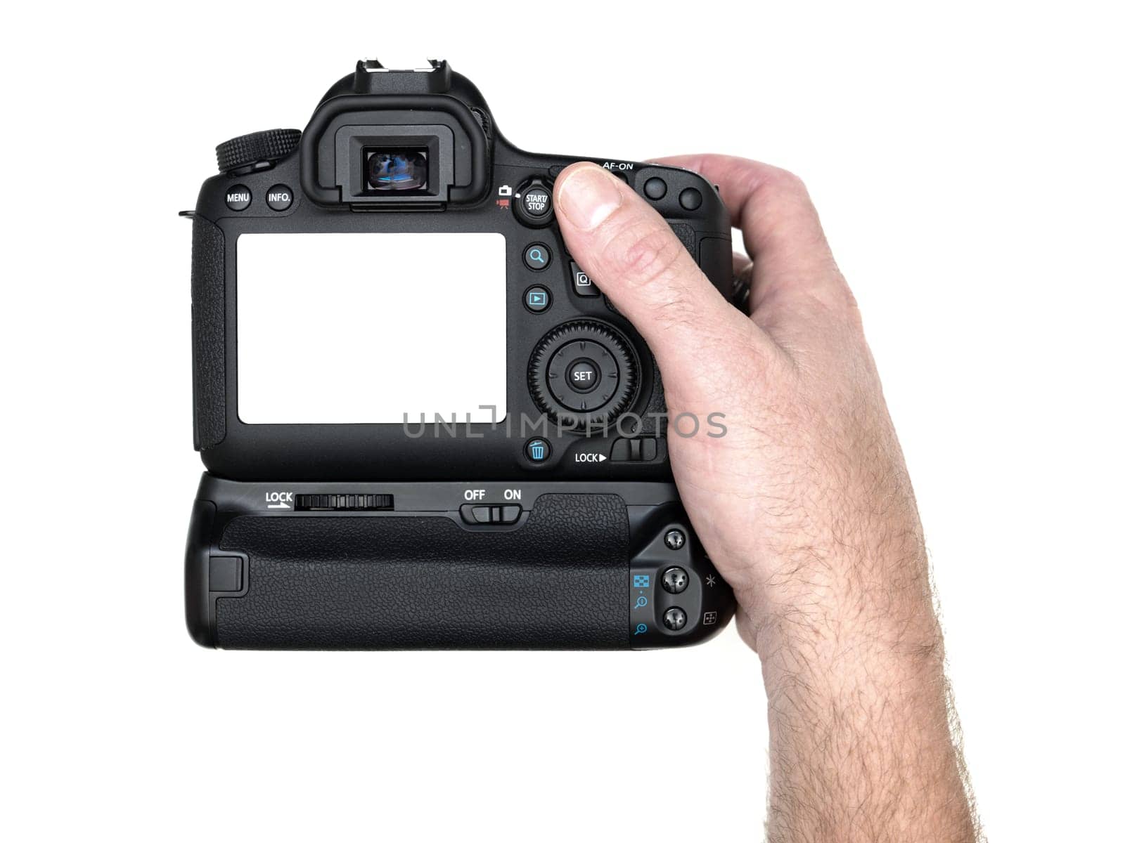 A close up shot of a digital SLR camera