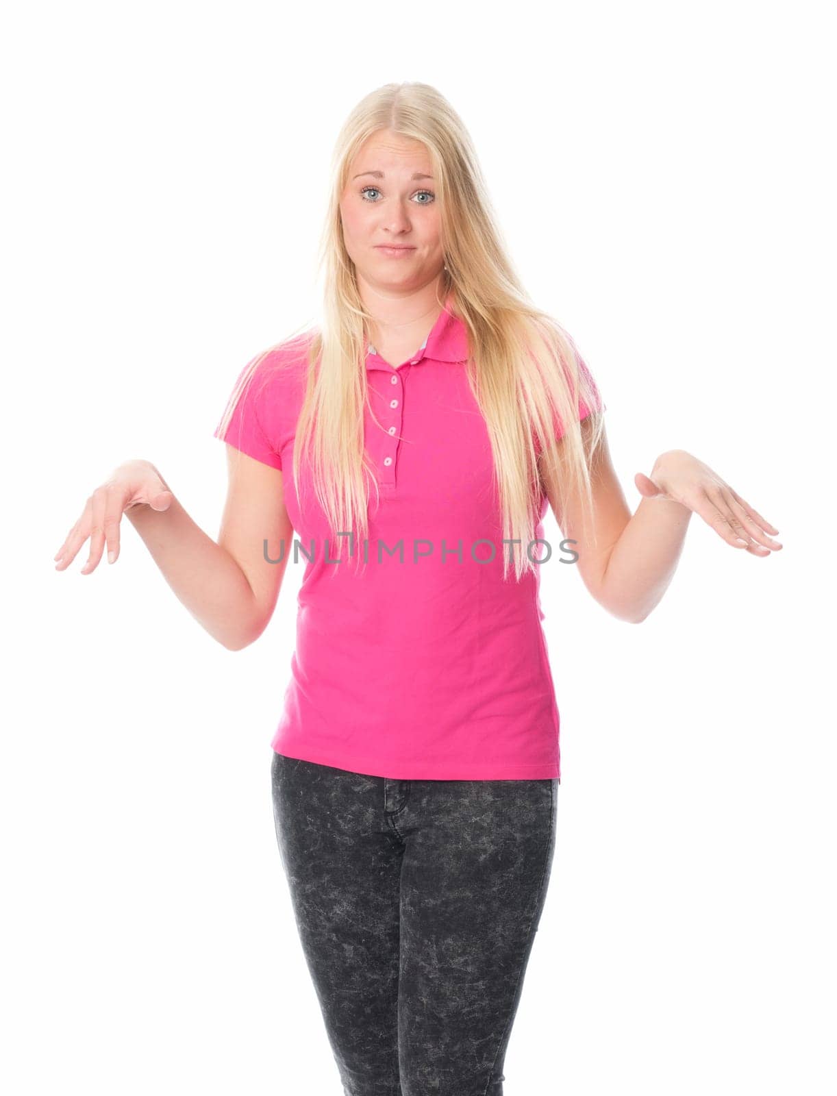 blonde gesticulated with her hands