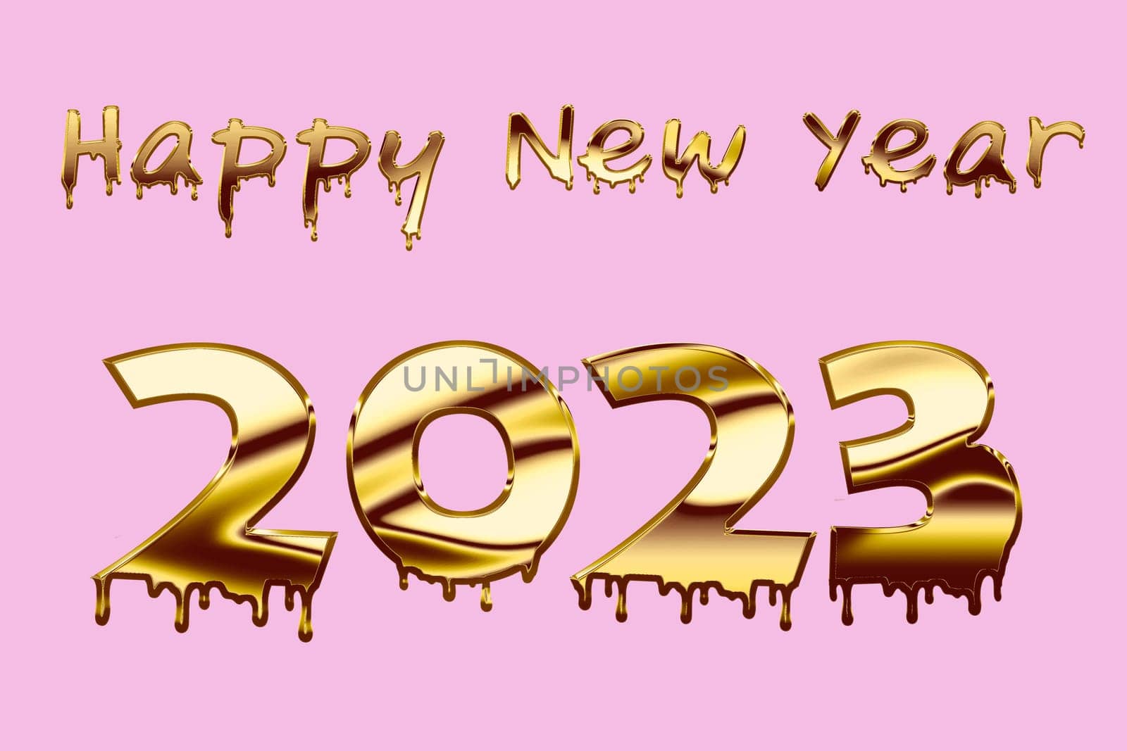 3D illustration concept New Year 2023 design with text gold. Greeting Card, Banner, Poster.