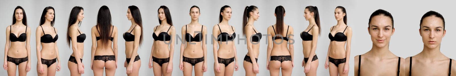 Polaroids of model with no retouch and processing for modeling fashion agency