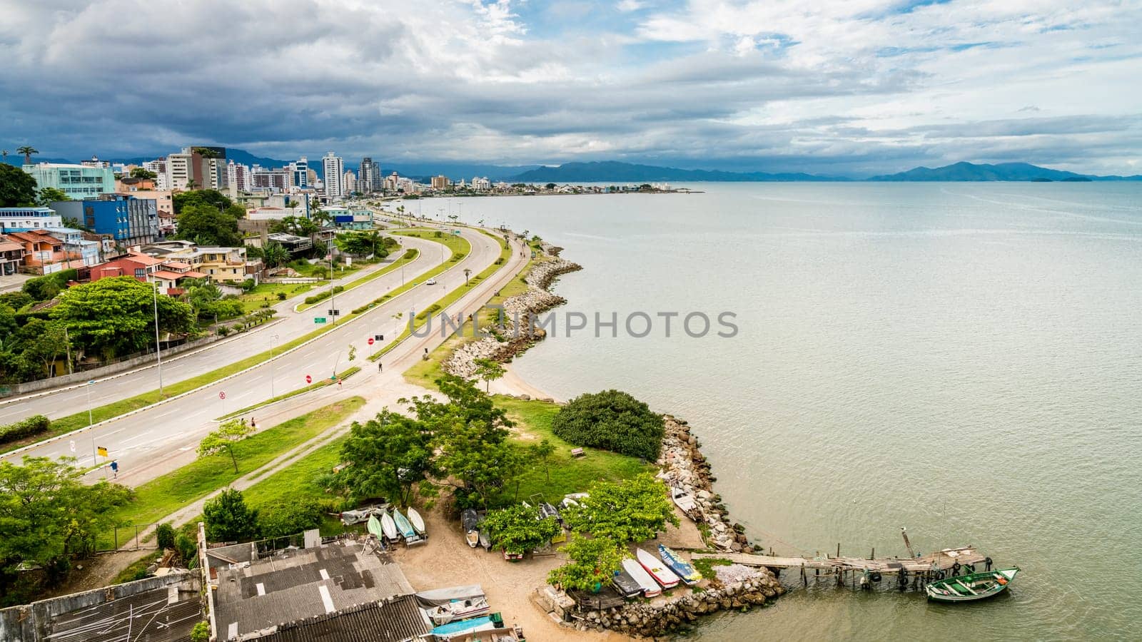 View of the coastline of the city of Sao Jose in Santa Catarina, Brazil