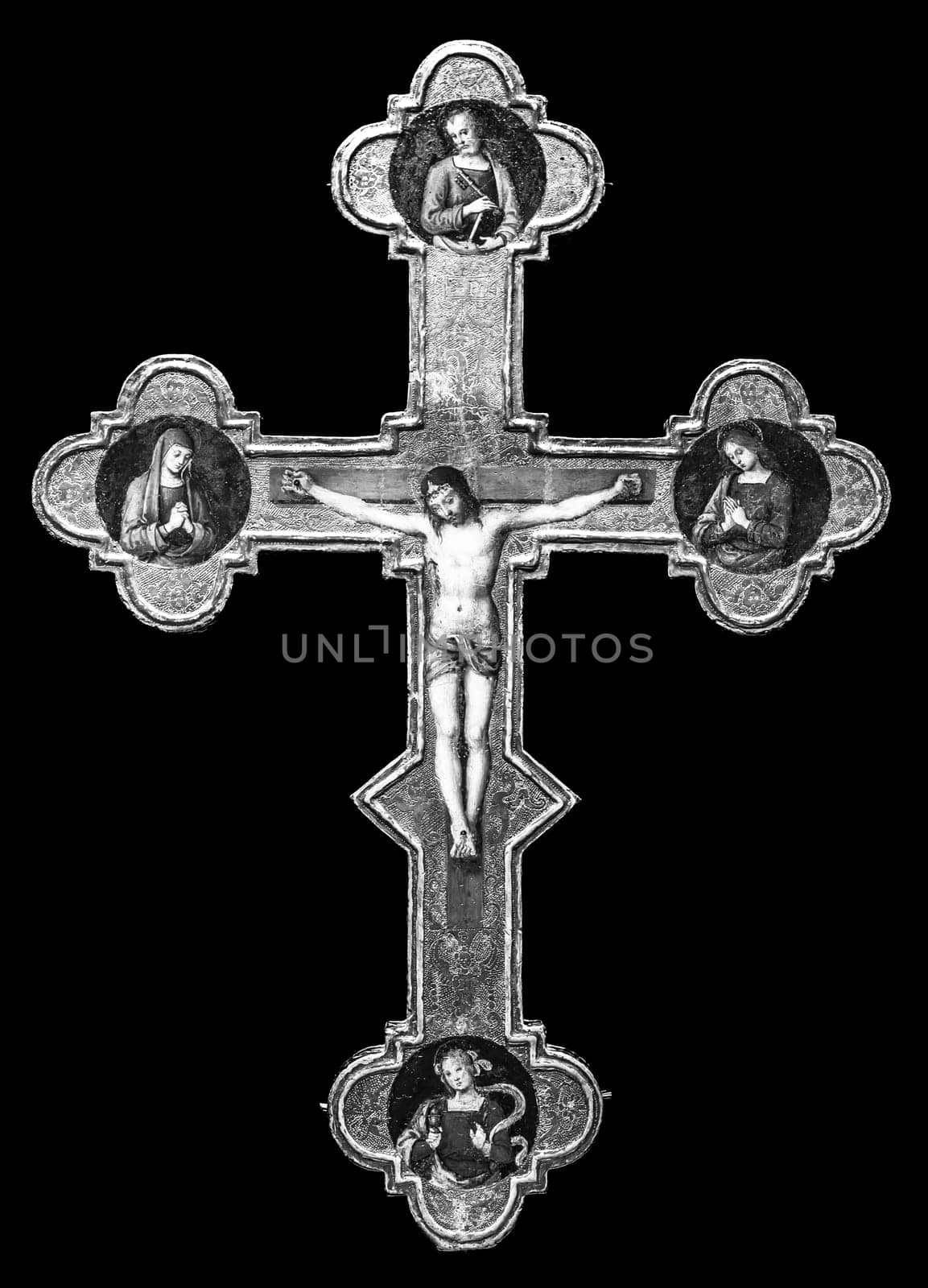 Antique crucifix made of gold - Roman Catholic Church, Jesus Christ