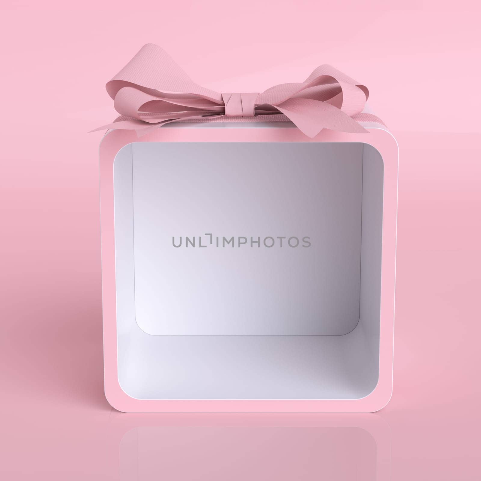 Pink bow tie. Pink giftbox with ribbon bow -- 3D Rendering