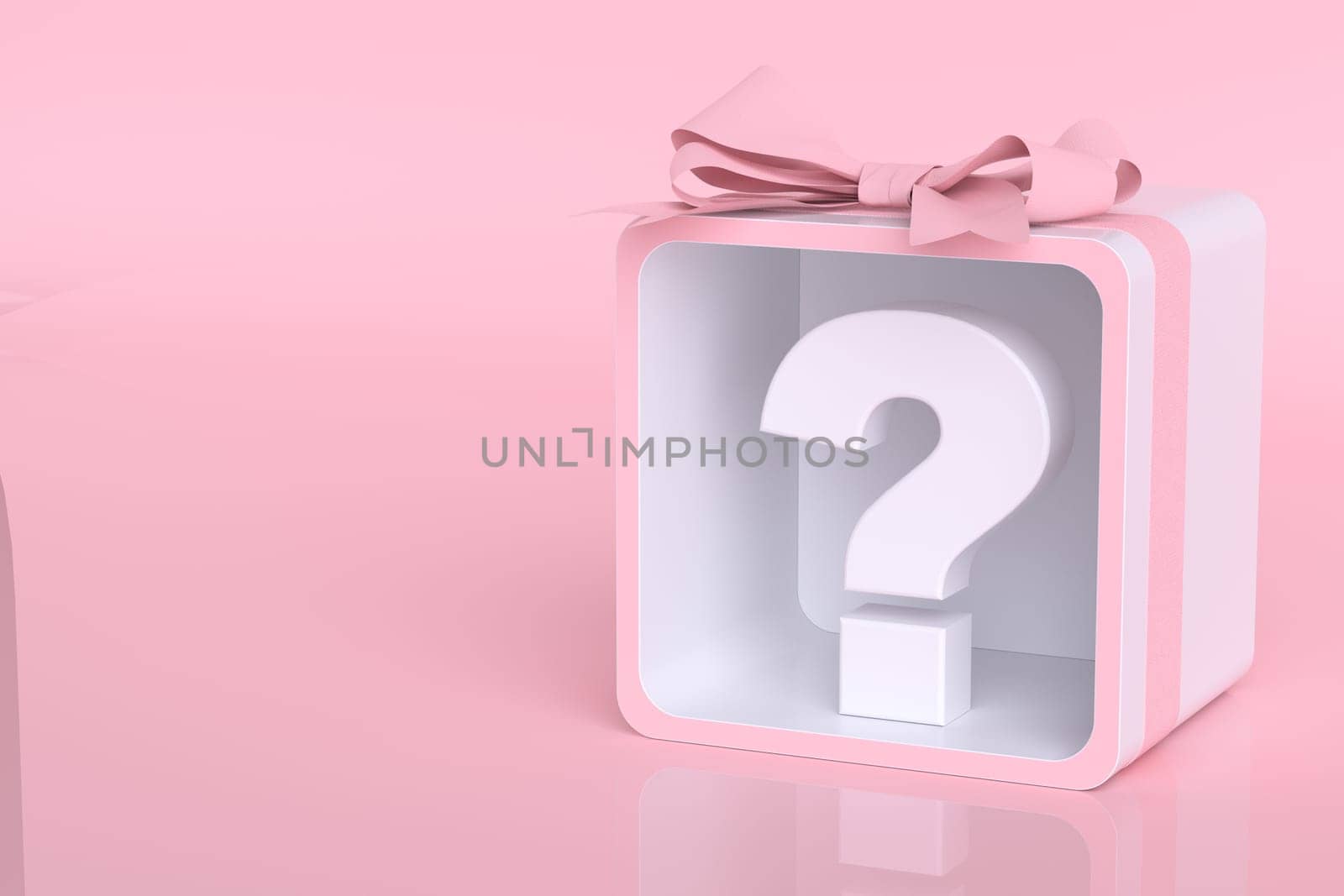 Pink bow tie. Pink giftbox with ribbon bow -- 3D Rendering