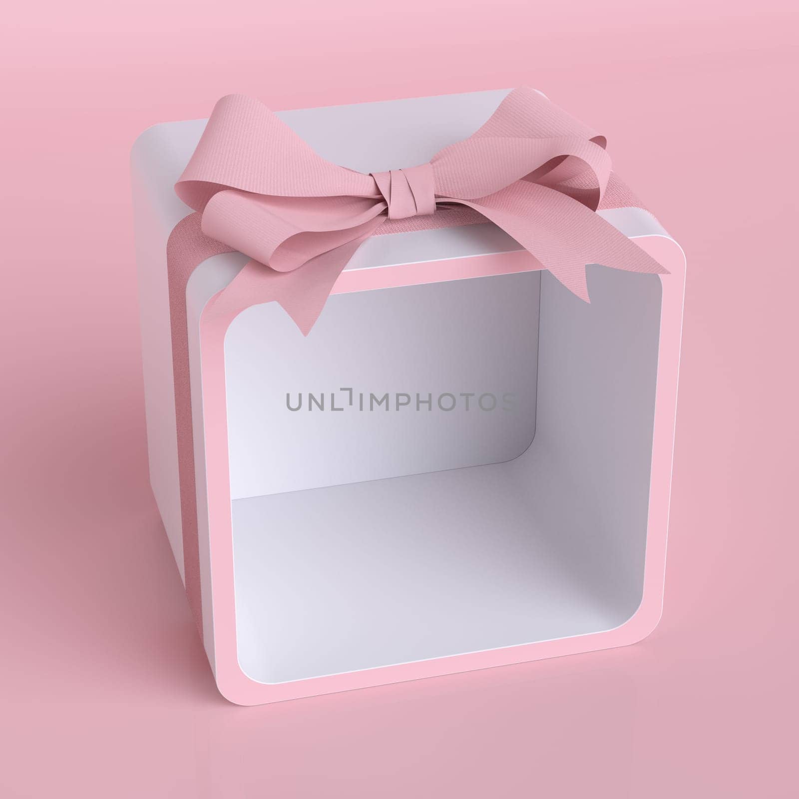Pink bow tie. Pink giftbox with ribbon bow -- 3D Rendering