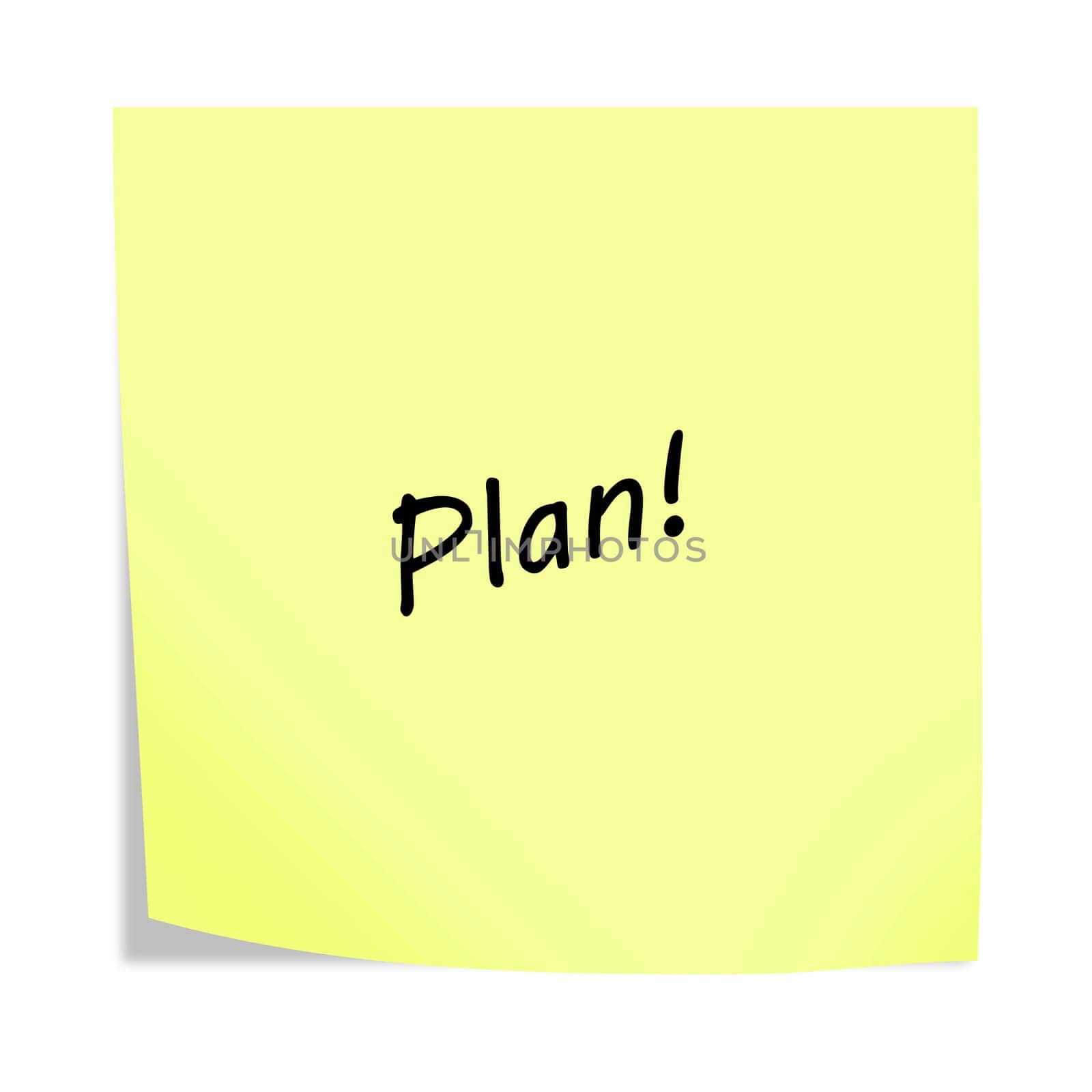 A plan 3d illustration post note reminder on white with clipping path