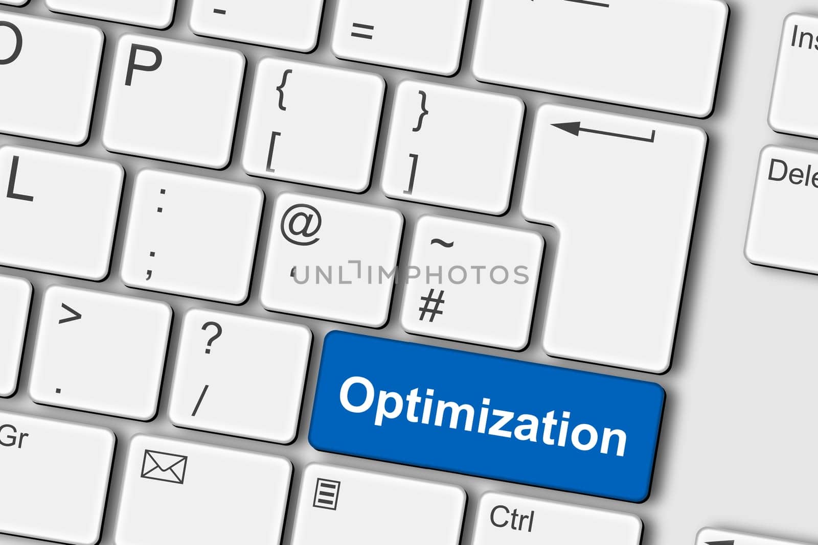 An Optimization concept PC computer keyboard 3d illustration