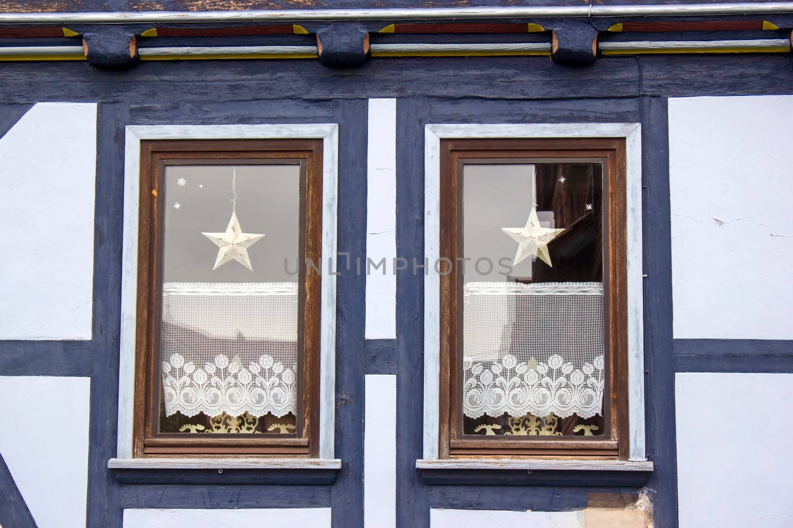 facade of house with windows in Bad Sooden-Allendorf in the Werra Valley in Germany