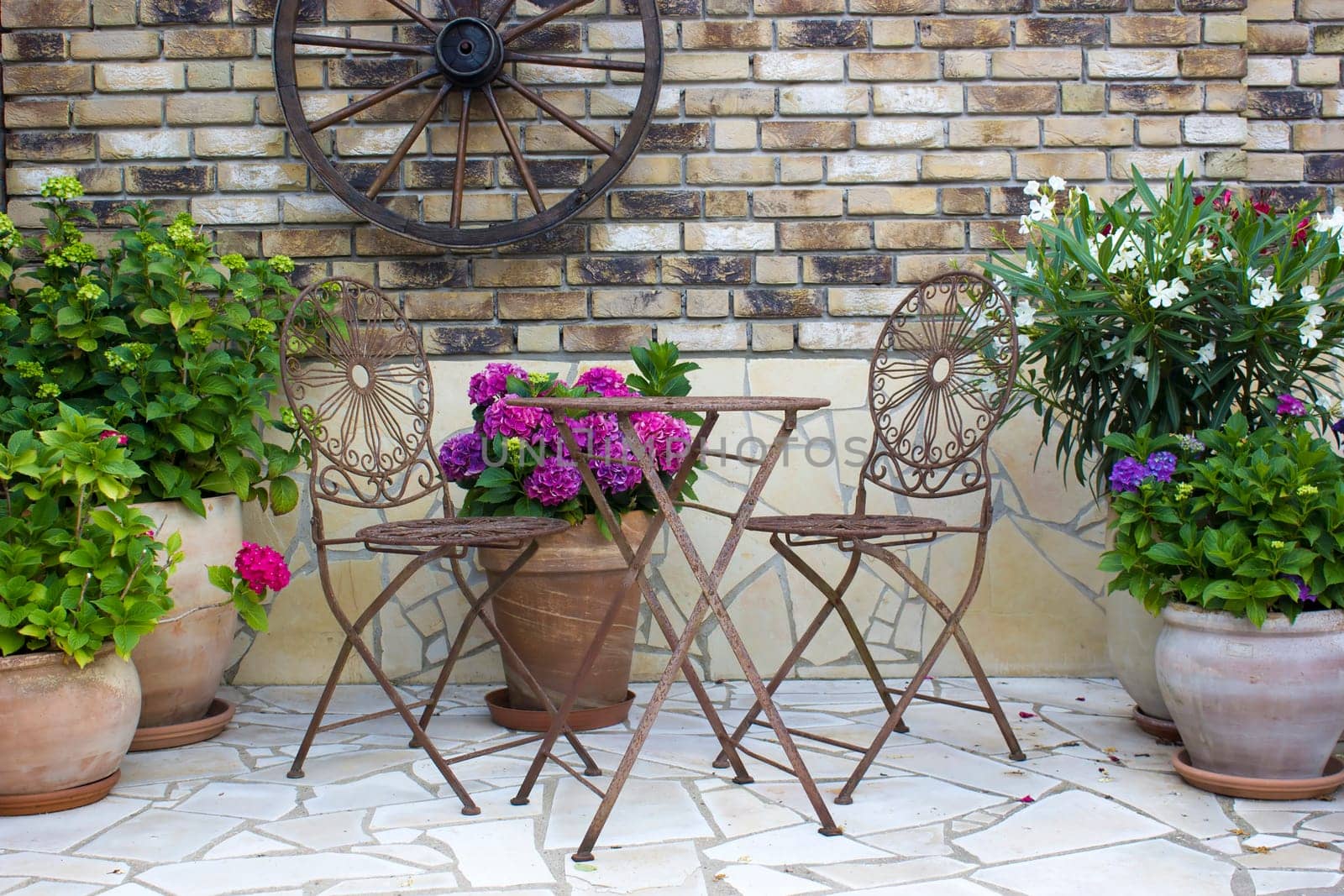 beautiful place in the garden in the mediterranean style - rustical garden