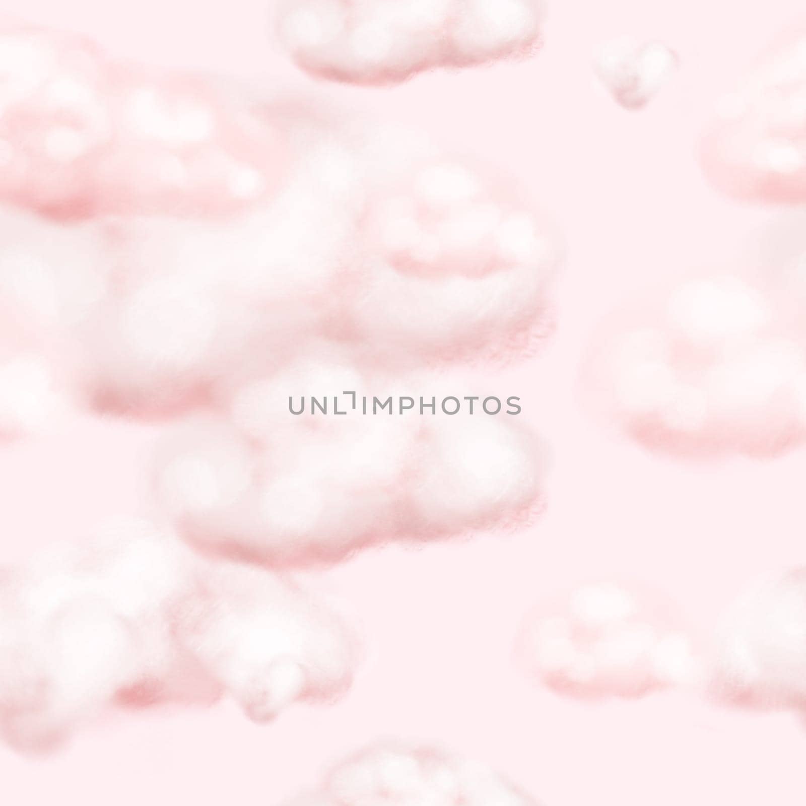 Seamless pattern with pink clouds. Cloudy sky. Elegant delicate background for valentine's day and children's textiles.
