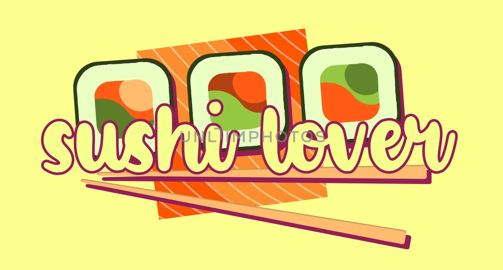 salmon fillet sushi lover. Red flesh fish. t-shirt printing. sushi.Advertising sushi and rolls. Asian food. Japanese food. sushi lover