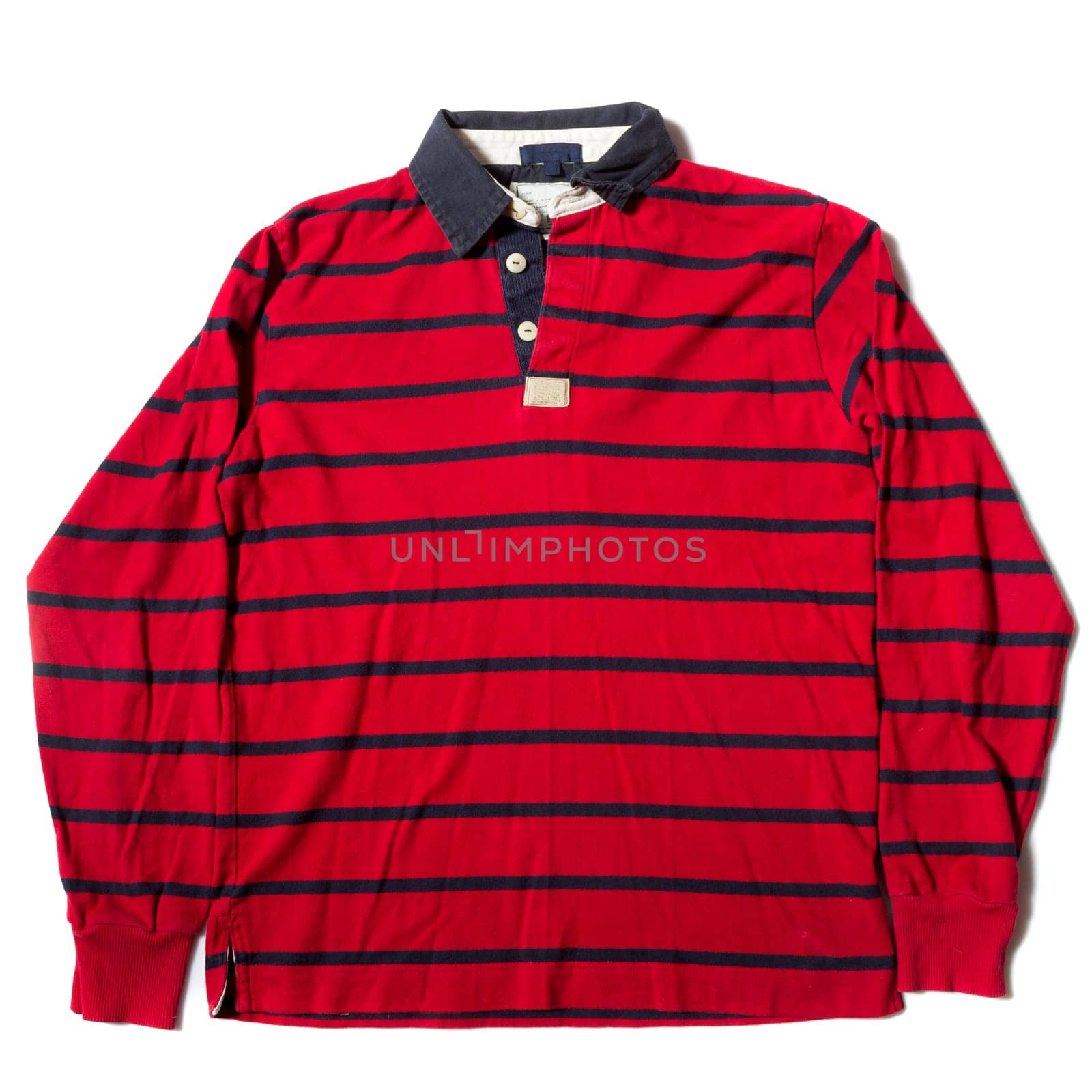 Long sleeve rugby shirt on white background
