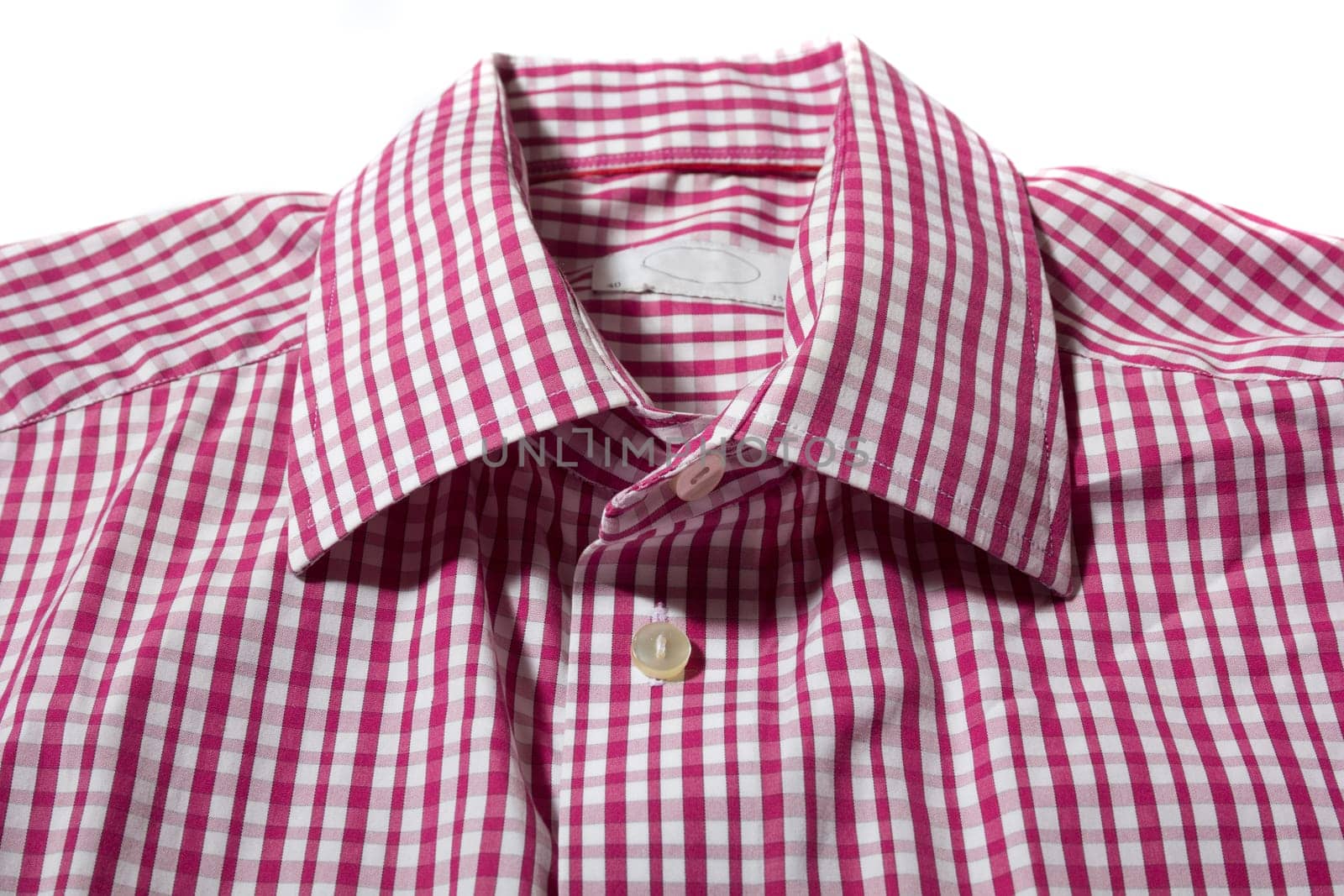 Classic men's dress shirt collar. Red and white color.