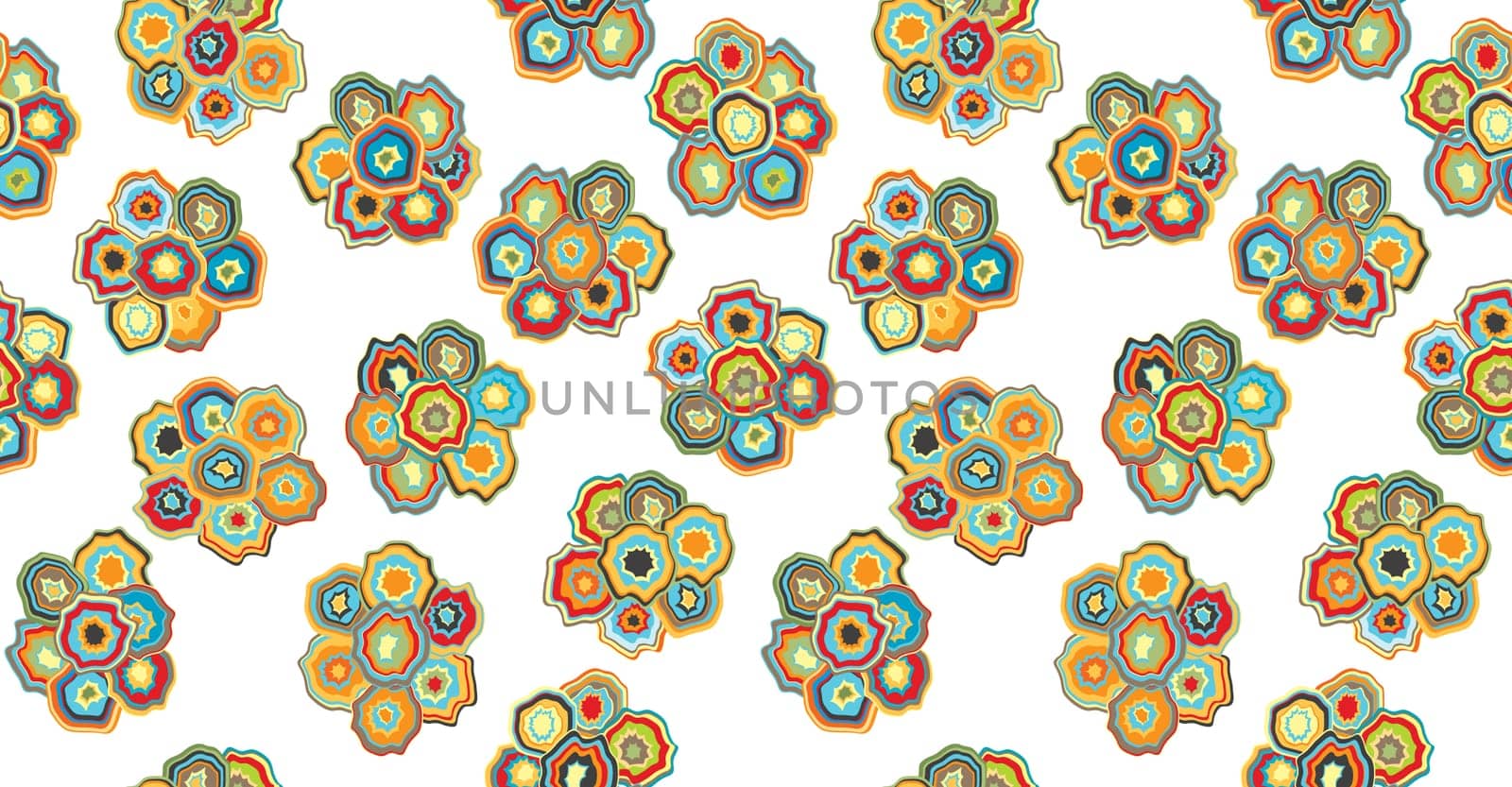 Abstract floral seamless background with colored flowers