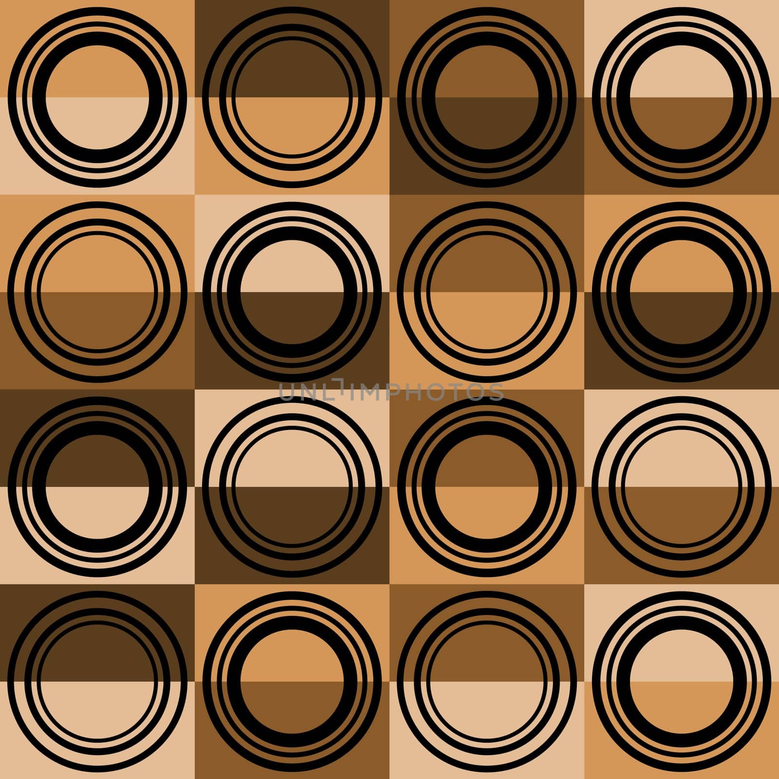 Brown geometric design with circles and squares