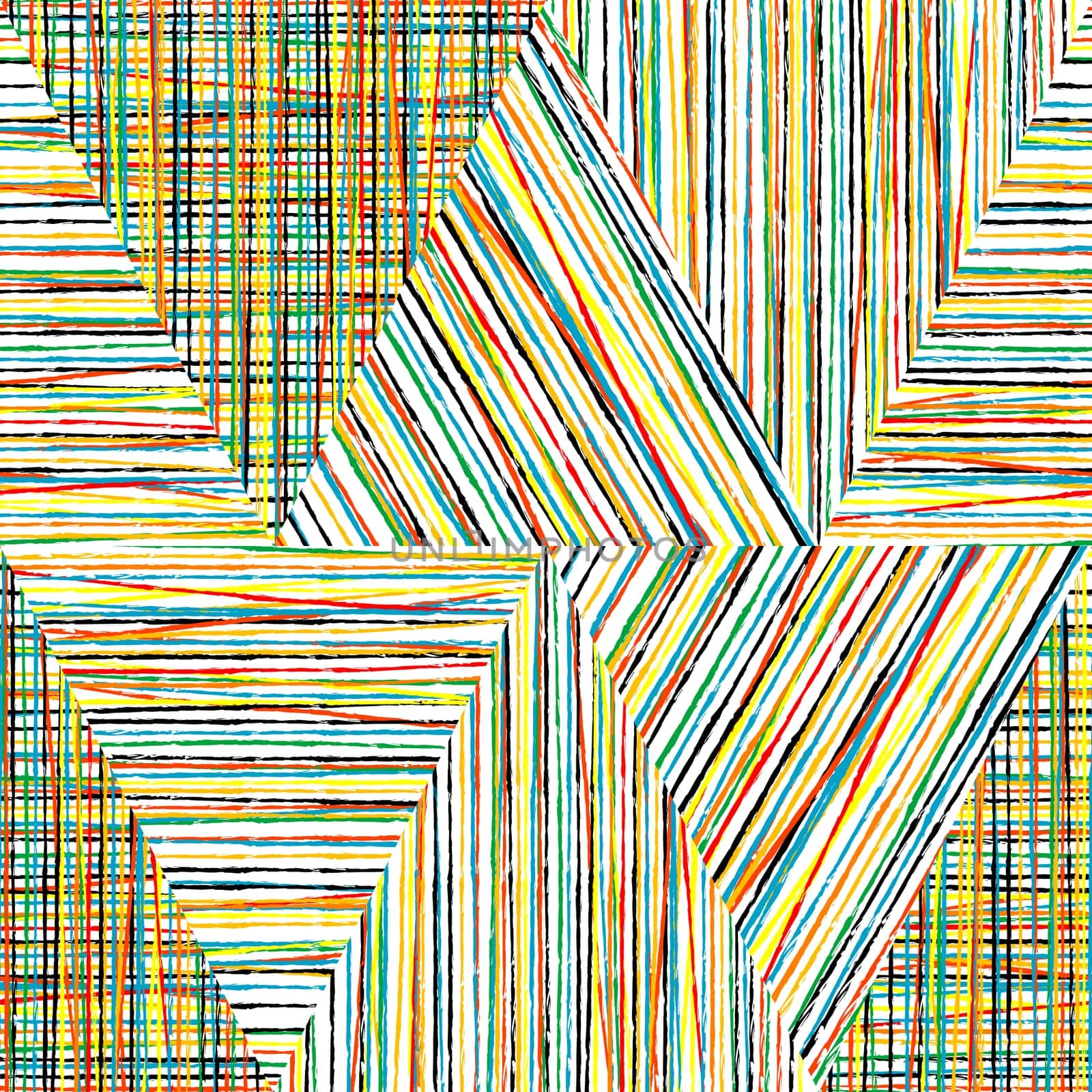 Colorful striped grunge geometrical seamless background with  triangles made of lines