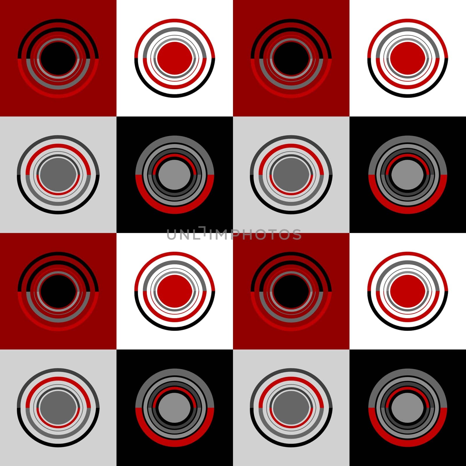 Geometric background with circles and squares