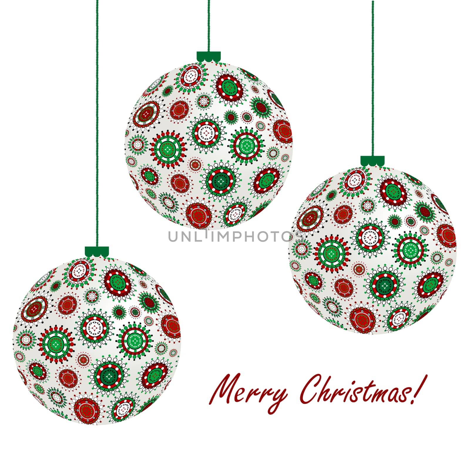 Greeting card with Christmas balls
