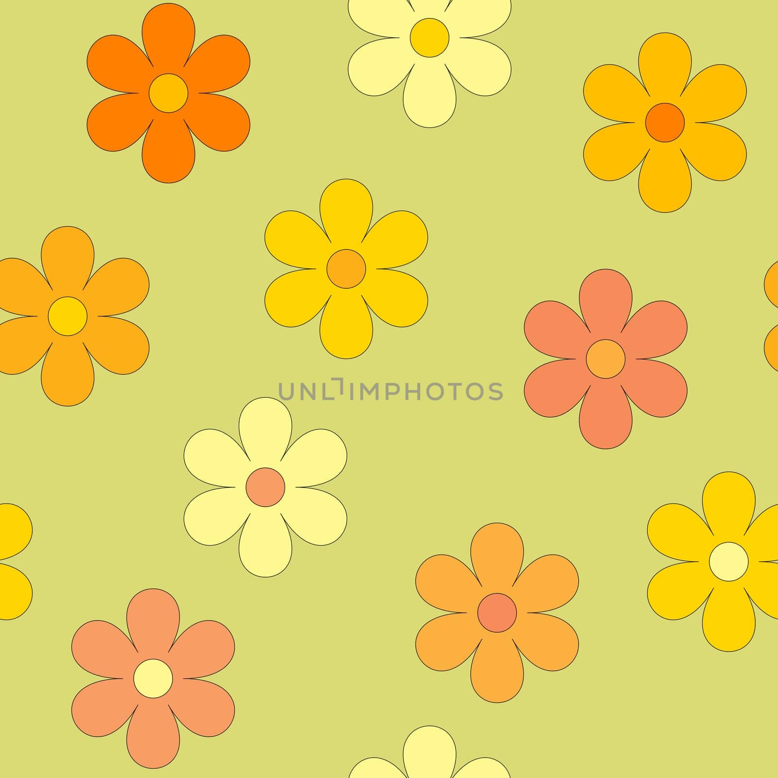 Spring seamless background with yellow and orange flowers