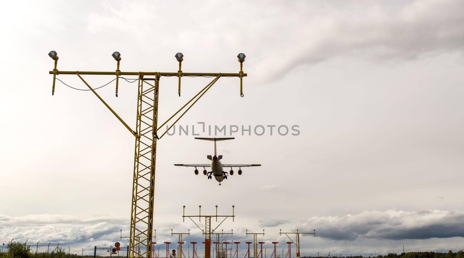 Jet Coming in for Landing at Umea Airport in Sweden.