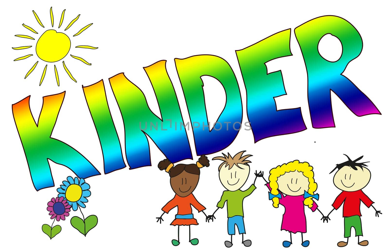The word CHILDREN illustrated in a cheerful,childlike and colorful way!