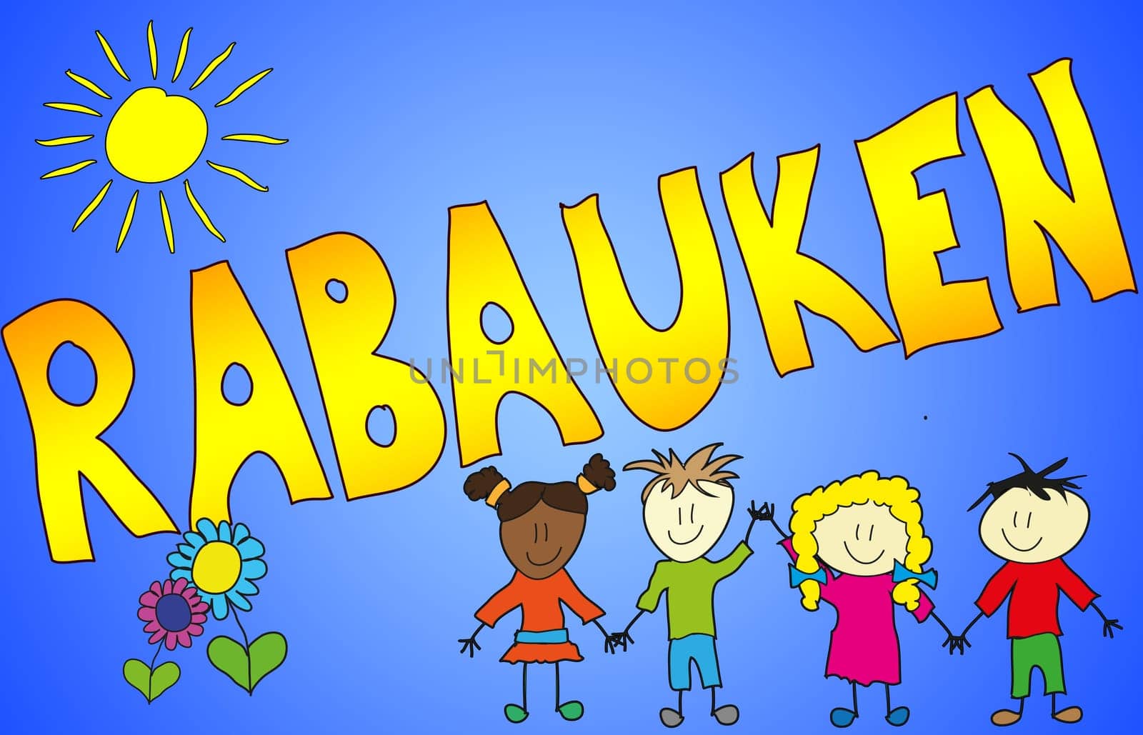 The word CHILDREN illustrated in a cheerful,childlike and colorful way!