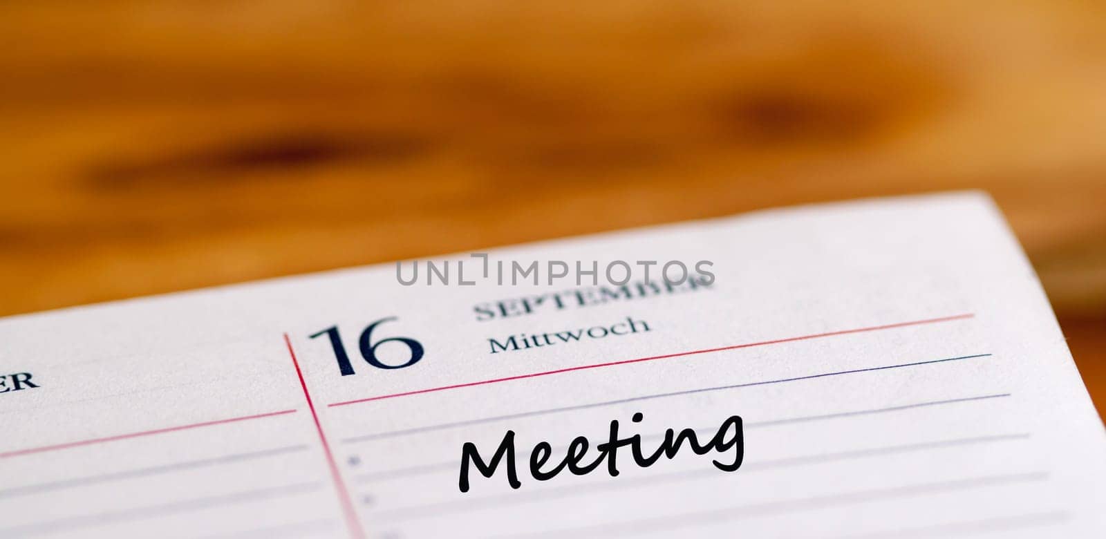Appointment for meeting entered in a calendar