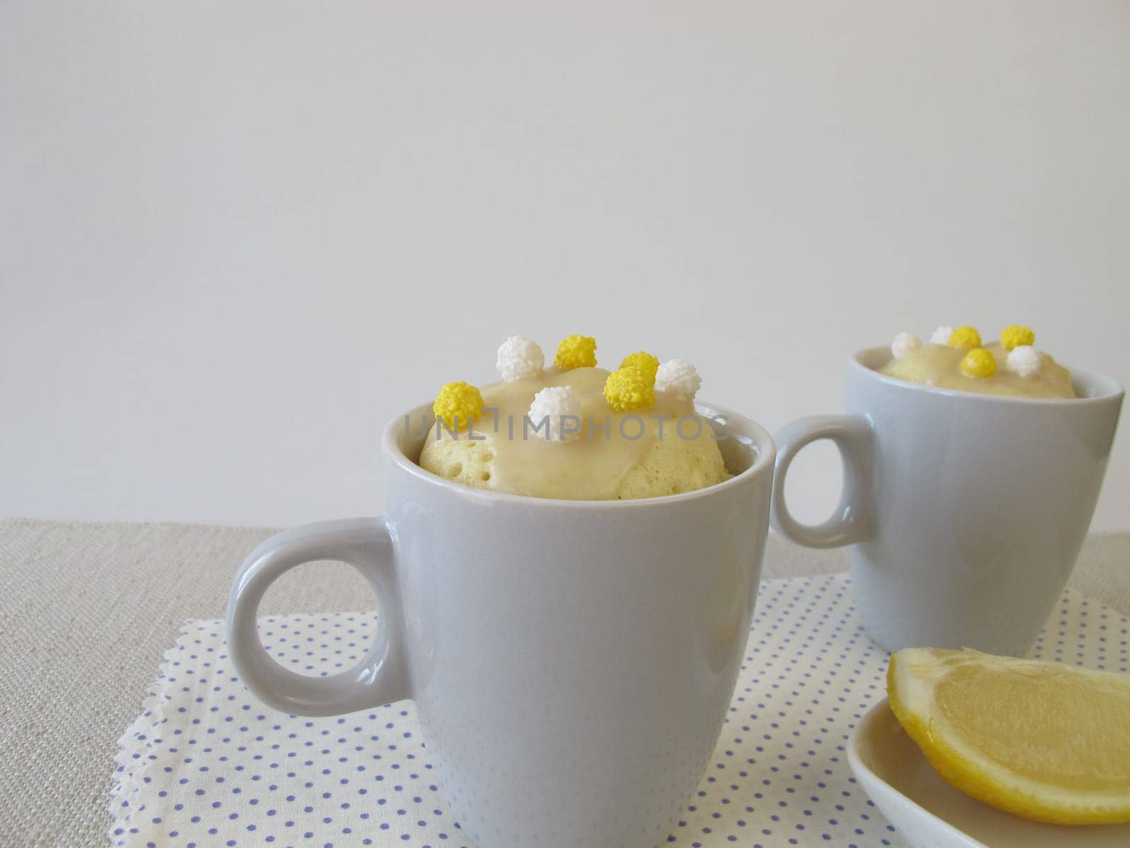 Lemon Mug Cakes with icing