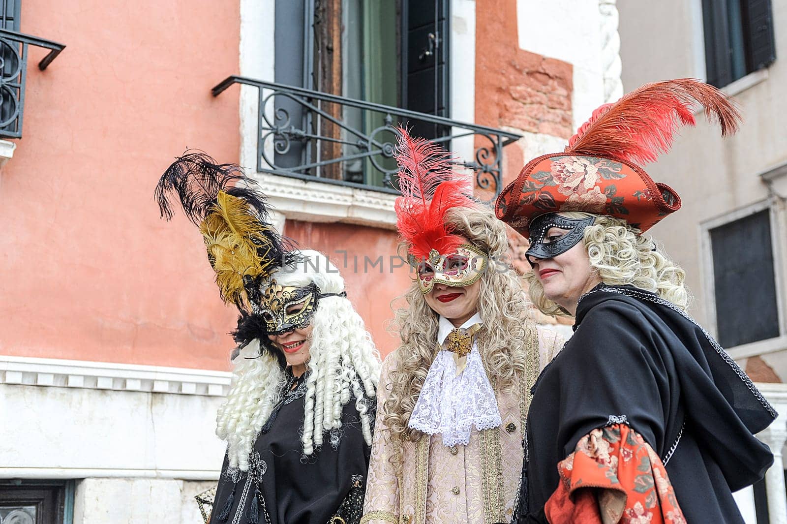 Venice, Italy - February 20 2019 - Group of Venice Carnival Mask