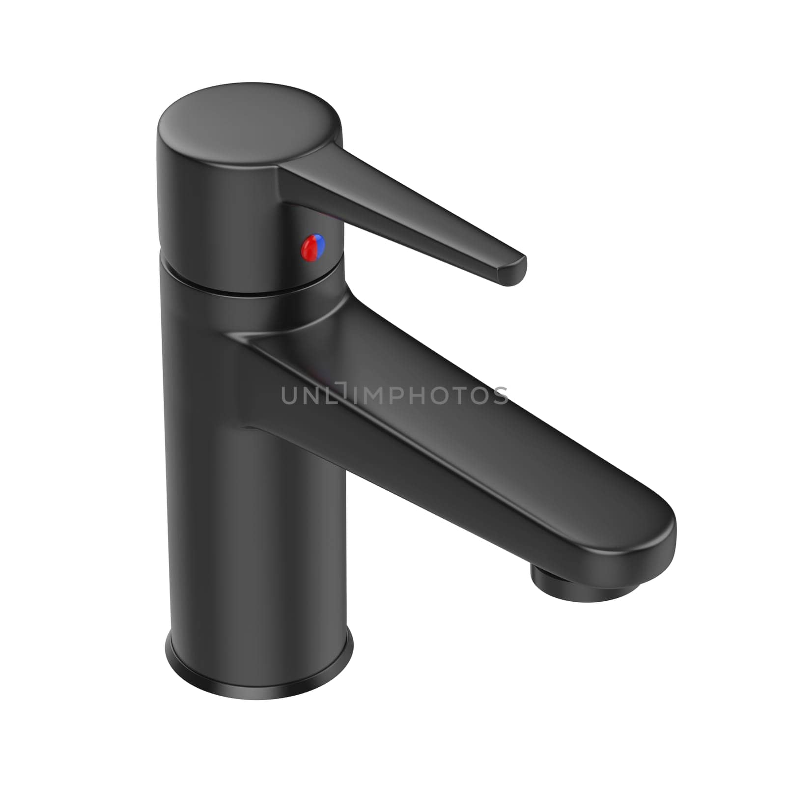 Matte black bathroom faucet isolated on white background