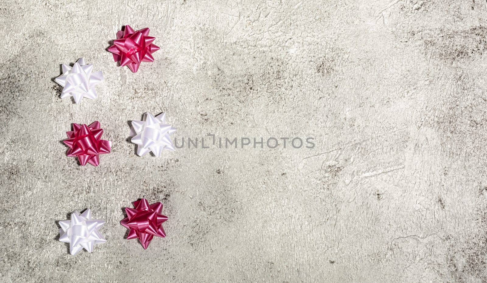 Wrapping Ribbons And Bows For Valentine'S Day, Christmas or Birthday on light gray background