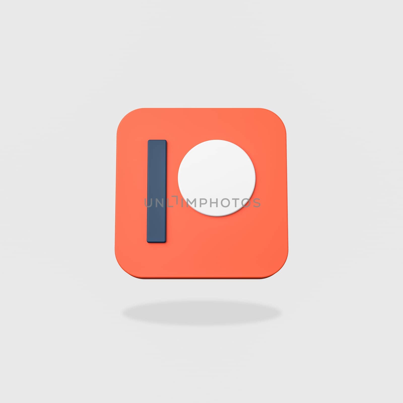 Patreon App Icon 3D Shape Isolated on Flat Light Gray Background with Shadow 3D Illustration