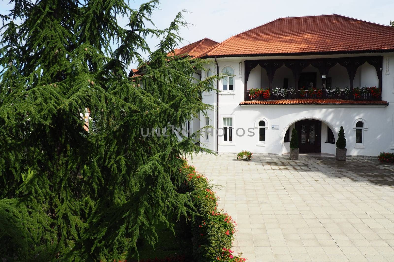Banja Koviljaca, Serbia, Guchevo, Loznica, September 30 2022 Rehabilitation center with sulfur and iron mineral waters. Villa Herzegovina. Renovated building in Turkish style. Rehabilitation hospital