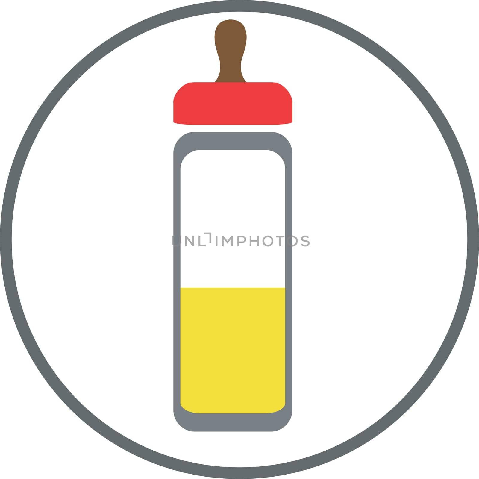 Illustration of a symbol of feeding bottle in a circle