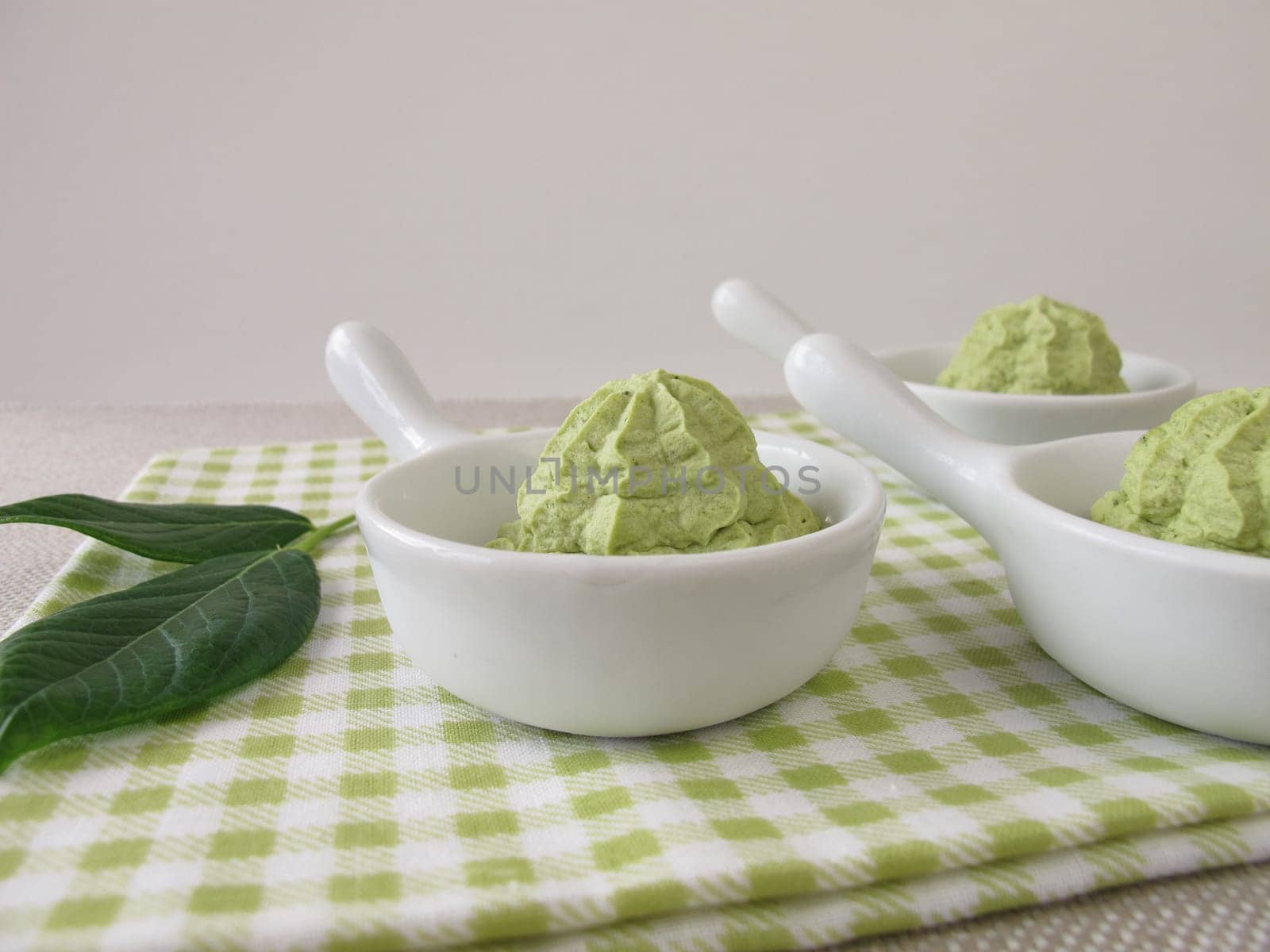 Homemade ice cream with Matcha green tea