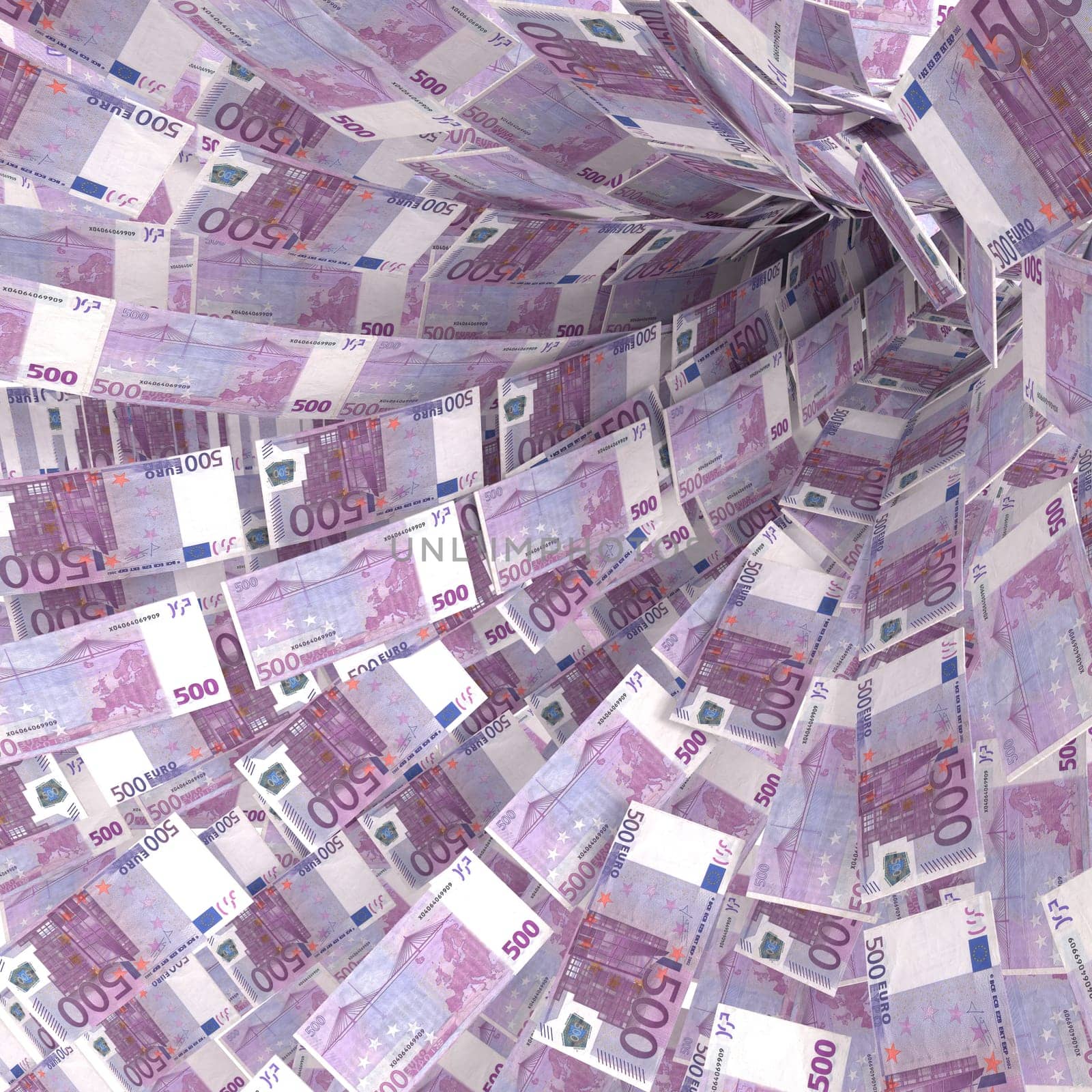 Money swirl of 500 euro notes