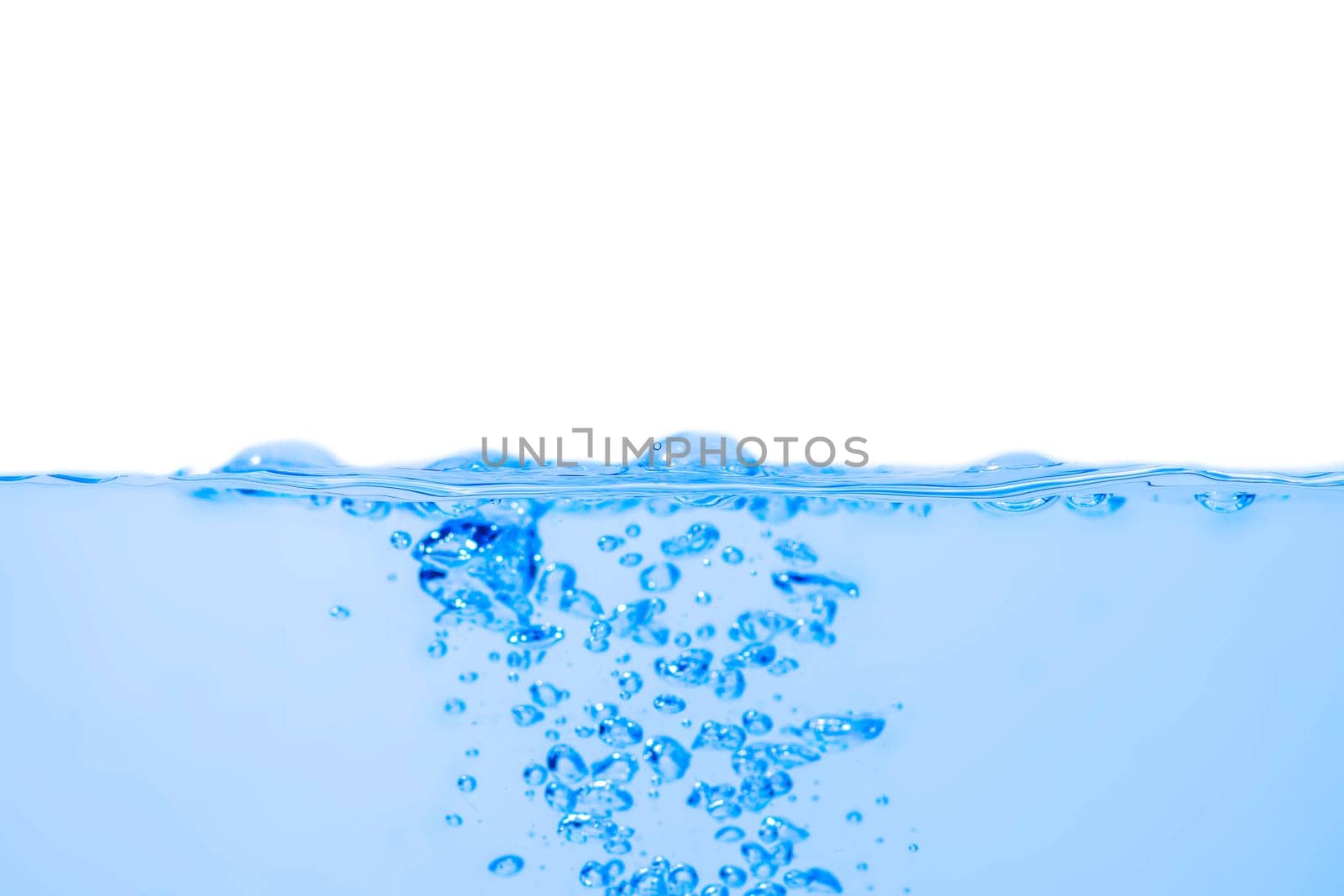 Water wave with bubbles on a white background