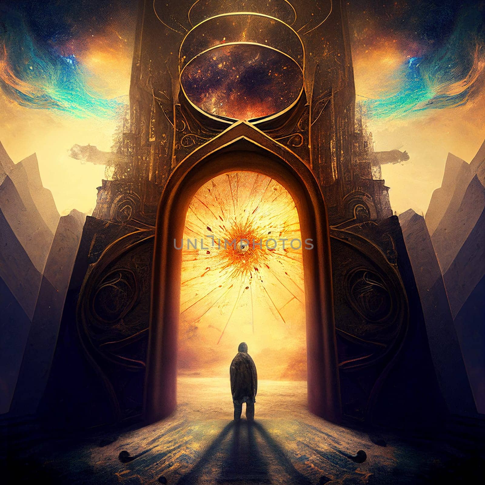 Gate of light, spirituality and religious belief, inner dimension, holy spirit and eternal soul