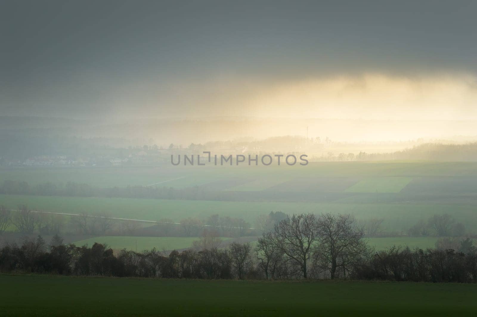 Misty autumn landscape in Burgenland
